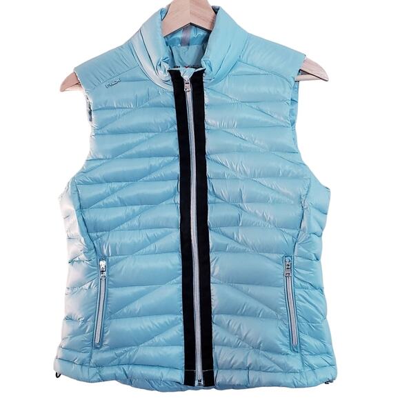 RLX RALPH LAUREN Women's Size Medium Down Quilted Puffer Vest Aqua in VGUC - Picture 1 of 10